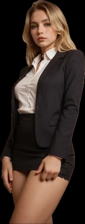 Portrait d'une compagne IA adulte en tailleur